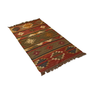 Kilim cotton and burlap carpet - 90cm x 160cm