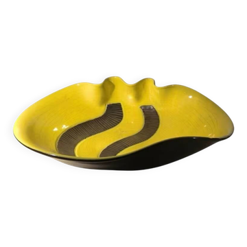 Elchinger france "free form cut" yellow and black glazed ceramic ca.
