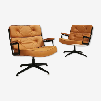 Pair of Time life lobby chair ES105 armchairs, Charles and Ray Eames, Herman Miller