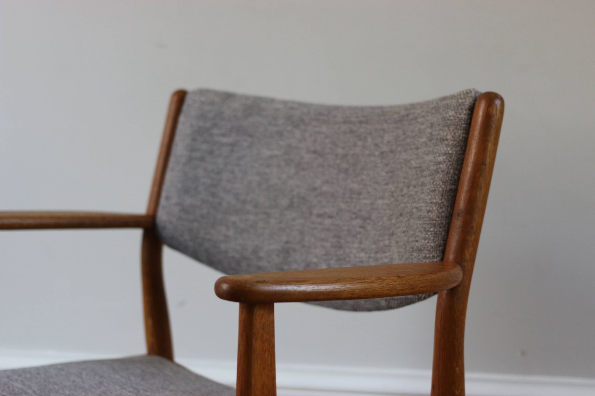 Pair of vintage Scandinavian Poul Volther J72 oak armchairs, 1960s