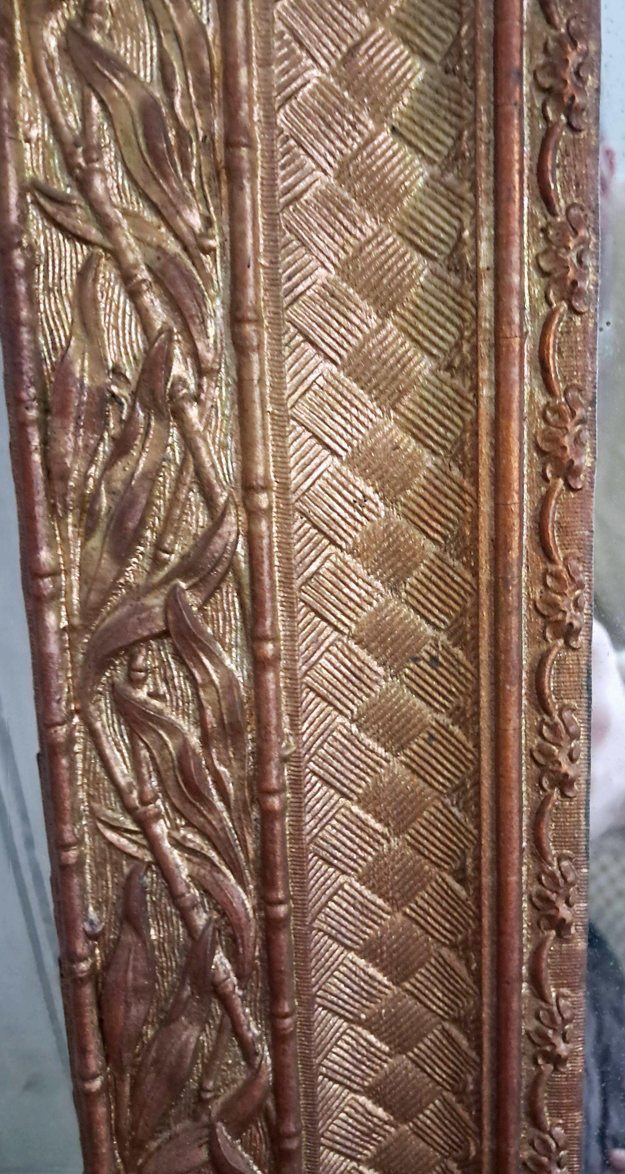 Golden Wood Mirror, stamped AB Bordeaux, Louis XVI style – Late 19th century