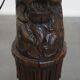 Hand-Carved Antique Wooden Floor Lamp with Lion Head