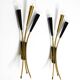 Two beautiful large Mid Century Modern brass 3-light cone wall lamps