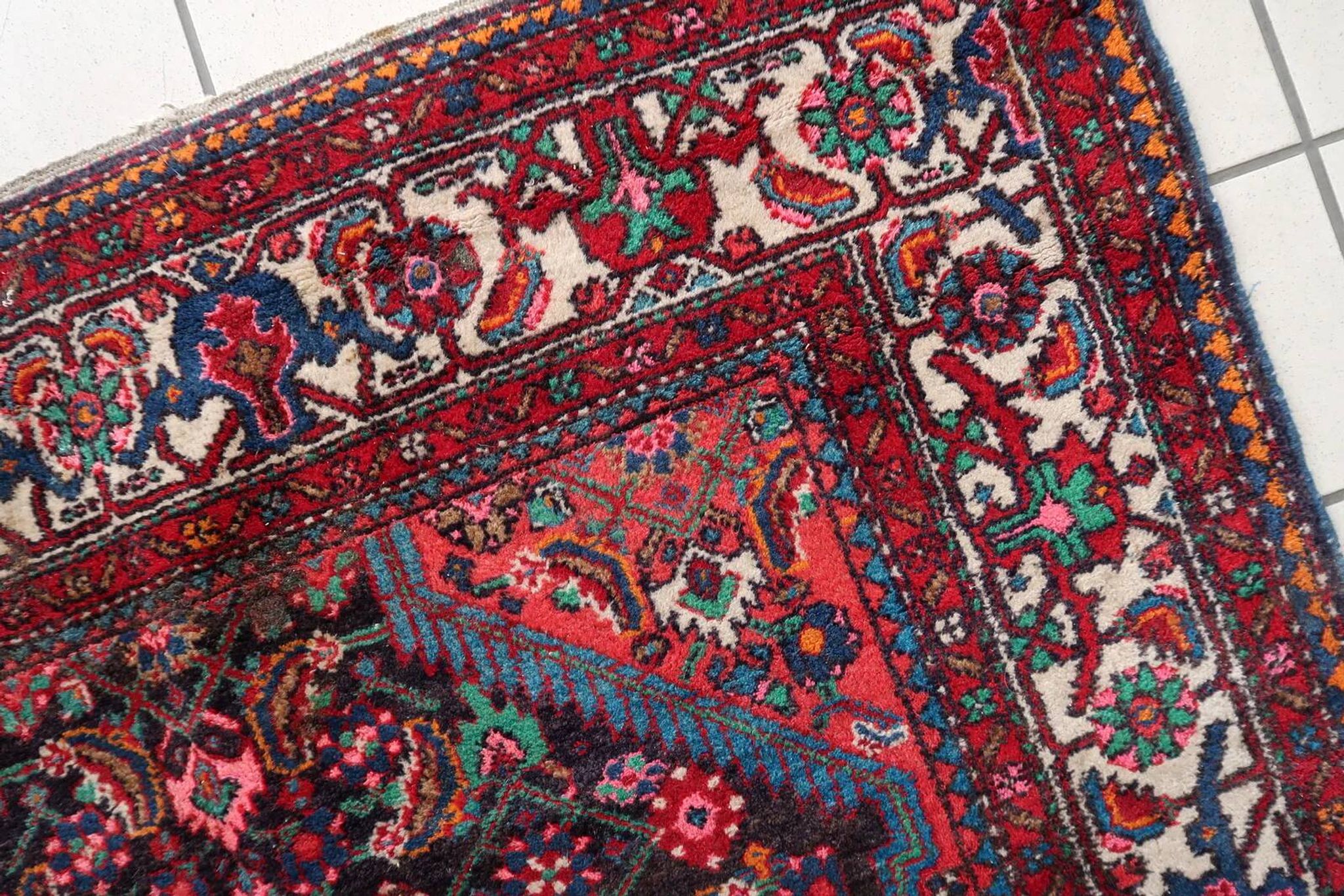 Handmade vintage Persian Malayer rug 129cm x 219cm 1960s