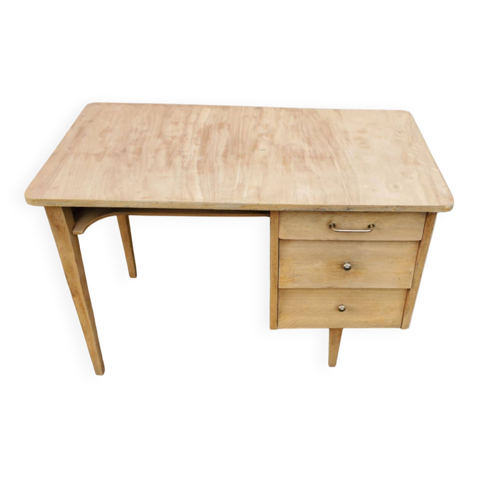 Raw wood pedestal desk, 1940-1950