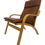 Vintage Danish armchair cognac leather by Stouby