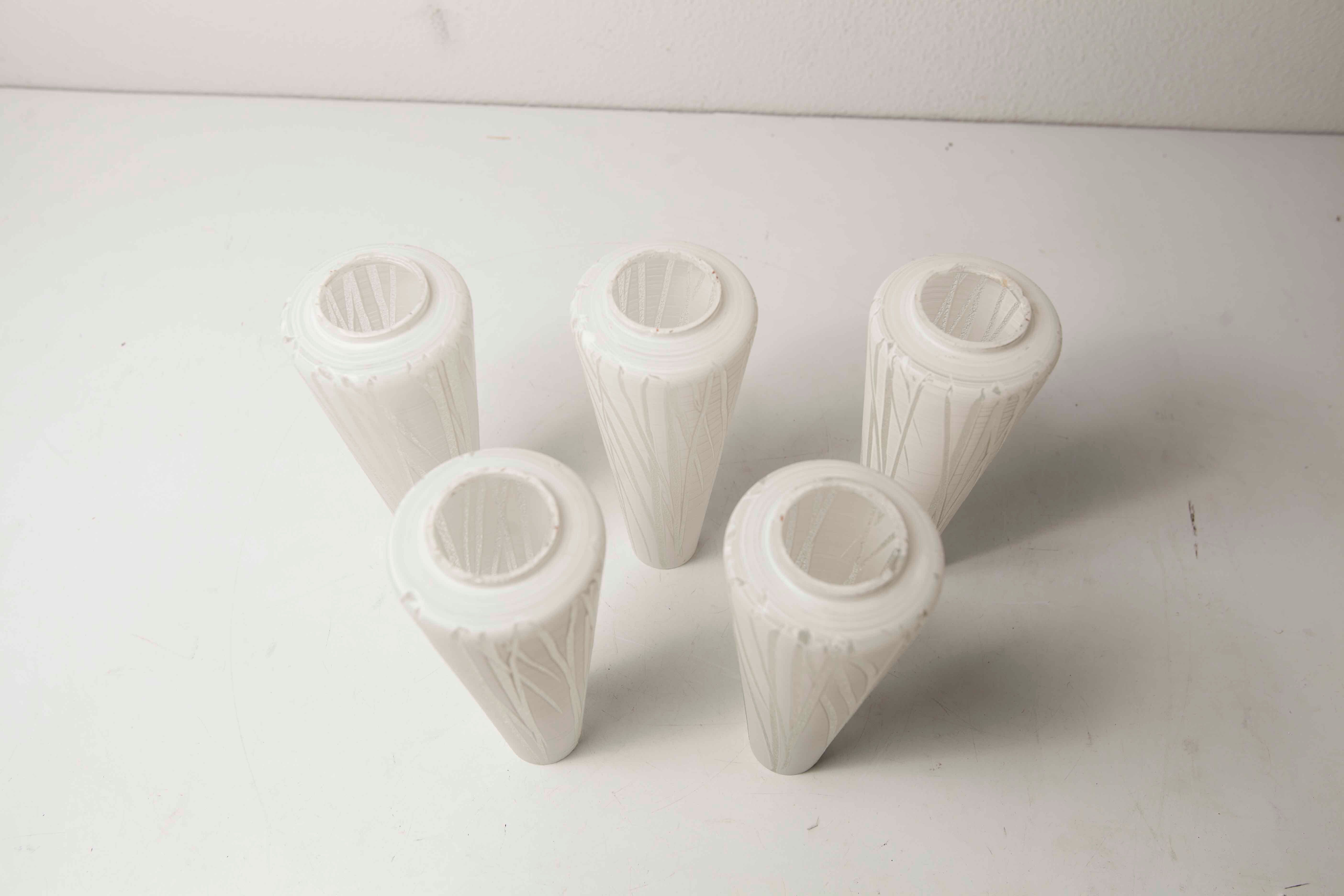 5-branched opaline brass chandelier 60's