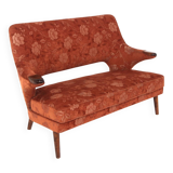 Scandinavian 2-seater sofa in fabric and beech, Sweden, 1940