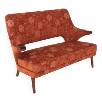 Canapé scandinave 2 places en tissu et en hêtre, Suède, 1940