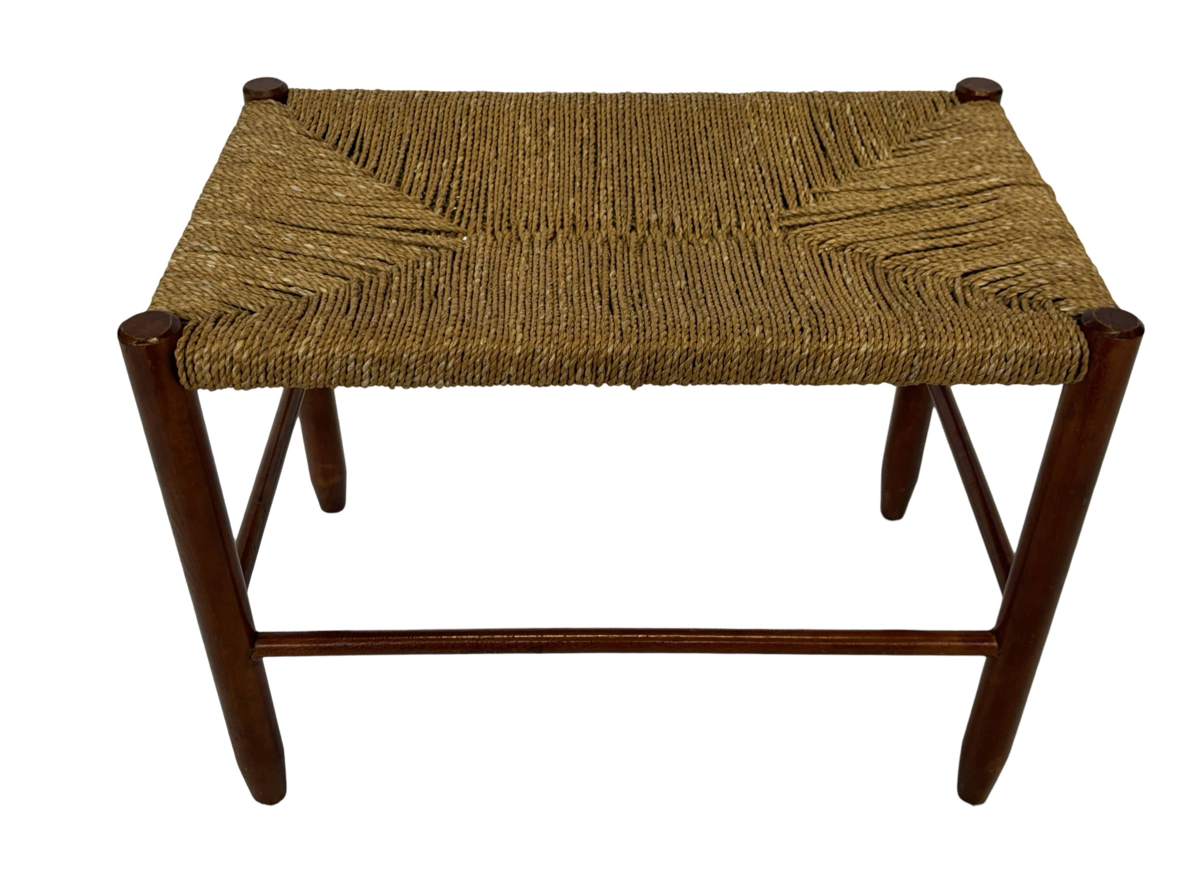 Vintage Stool Danish Papercord Rope Stool Mid Century Ottoman