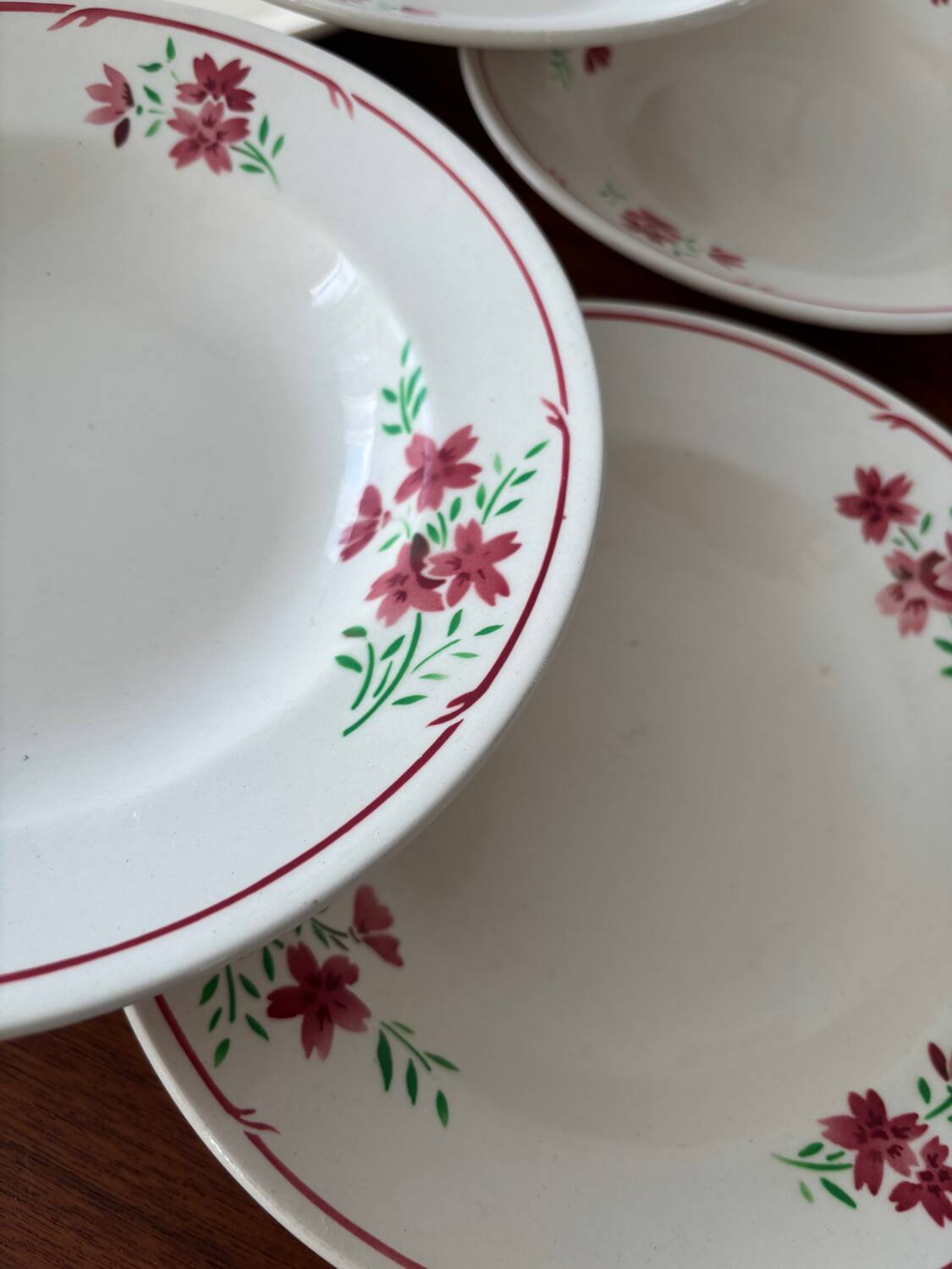 Set of 6 vintage Badonviller soup plates – French earthenware with decoration