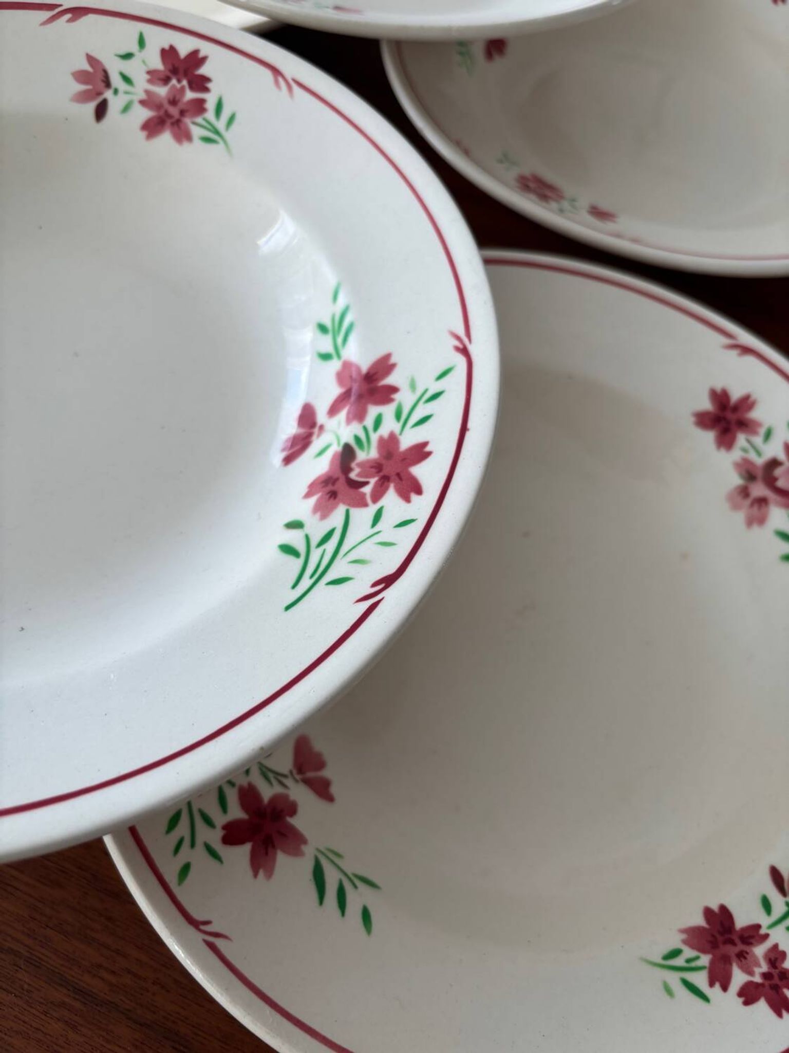 Set of 6 vintage Badonviller soup plates – French earthenware with decoration