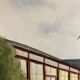 Aquarelle paysage aux parasols