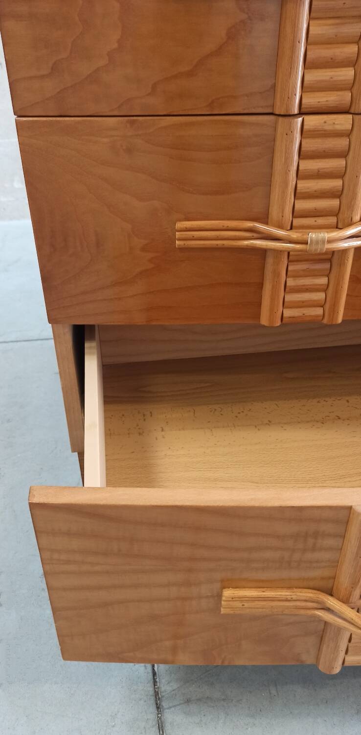 Vintage chest of drawers with bamboo and rattan details