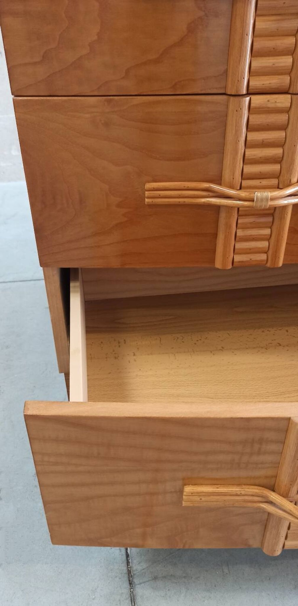 Vintage chest of drawers with bamboo and rattan details