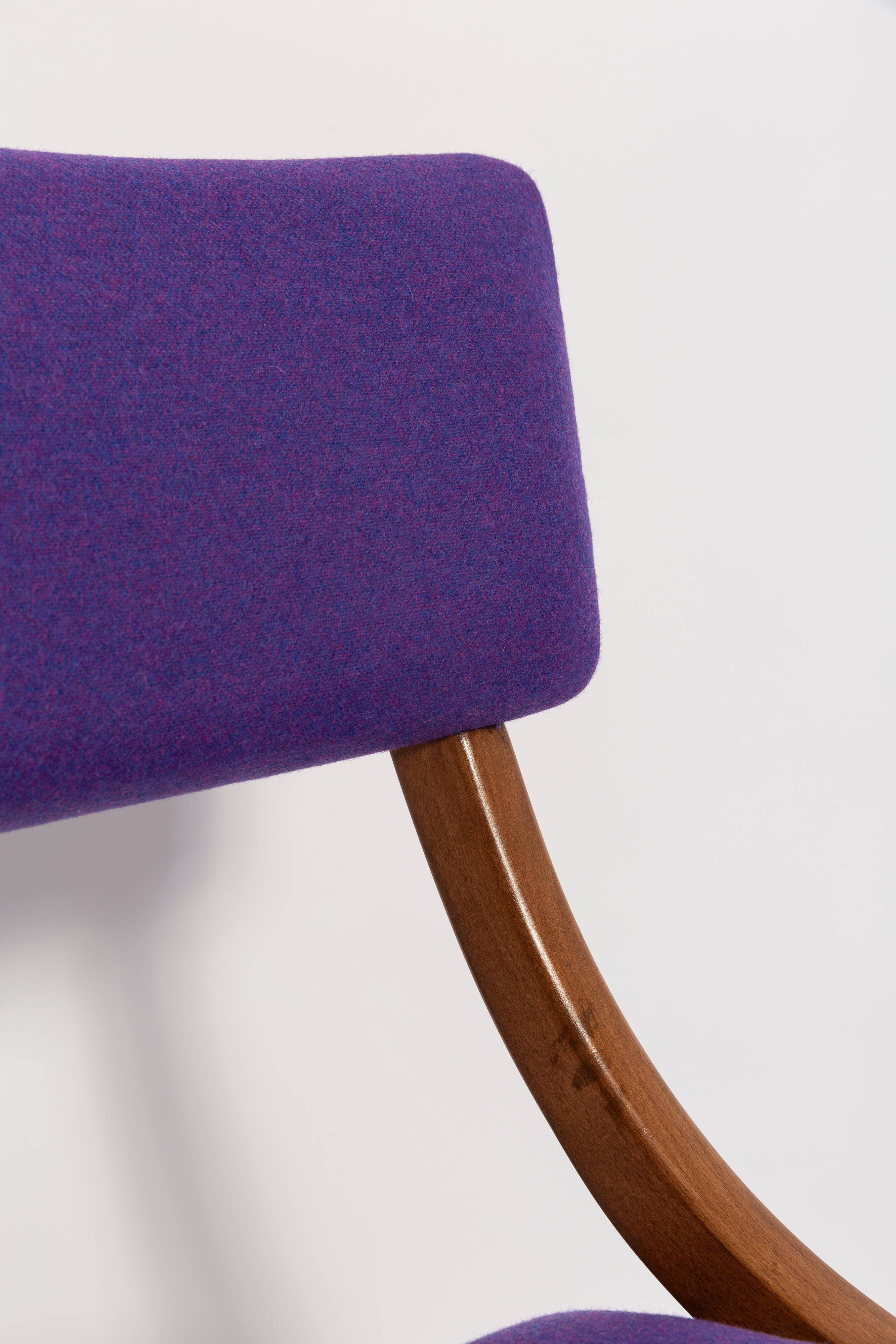 Mid-Century Modern Bumerang Chair, Purple Wool, Poland, 1960s