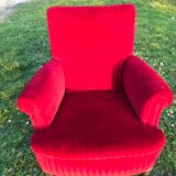 Napoleon III red velvet shepherdess chair