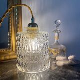 Walking lamp with vintage transparent glass globe