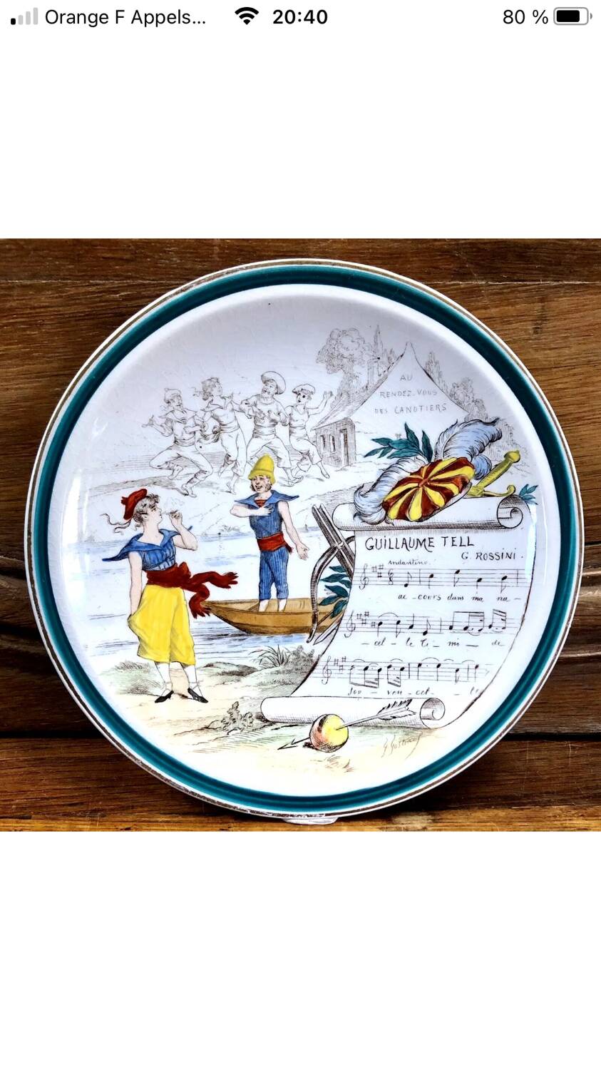 7 anciennes assiettes à dessert Creil et Montereau Terre de fer