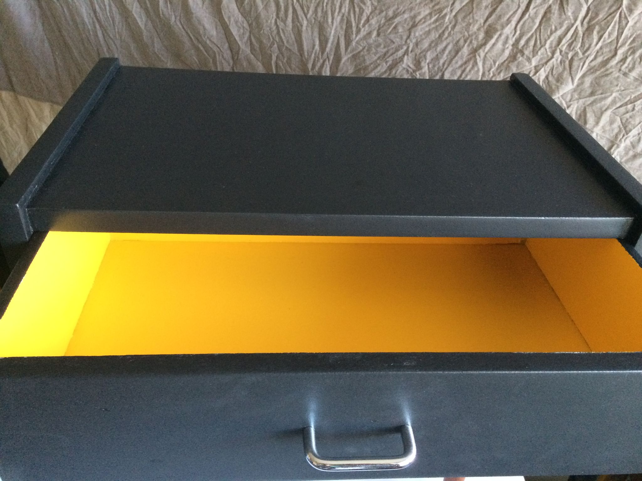 French vintage bedside revisited in black mast 60