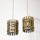 Vintage Italian Brass Cage Pendant Lamps, 1970s, set of 2