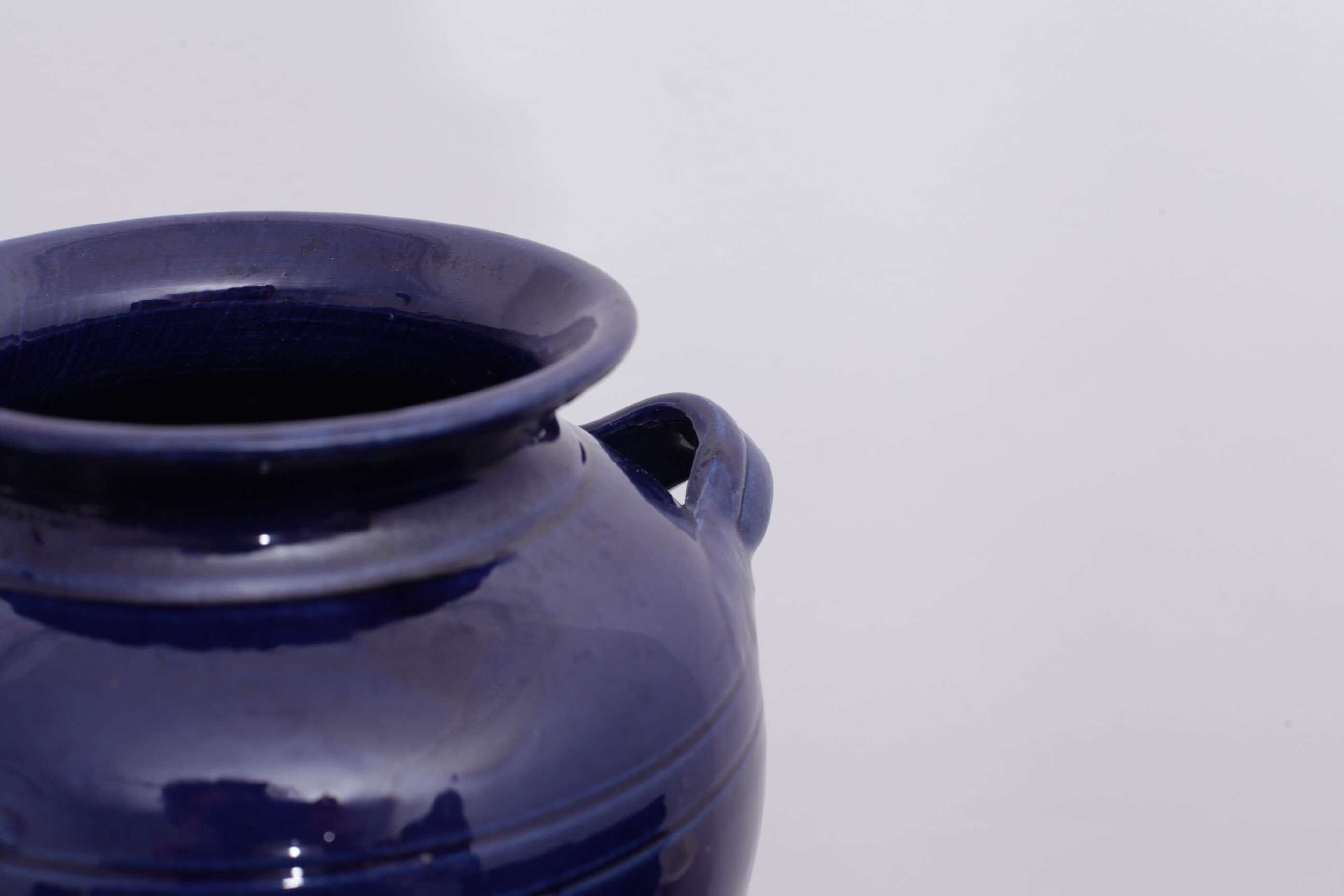 Blue terracotta pot vase 2 anses