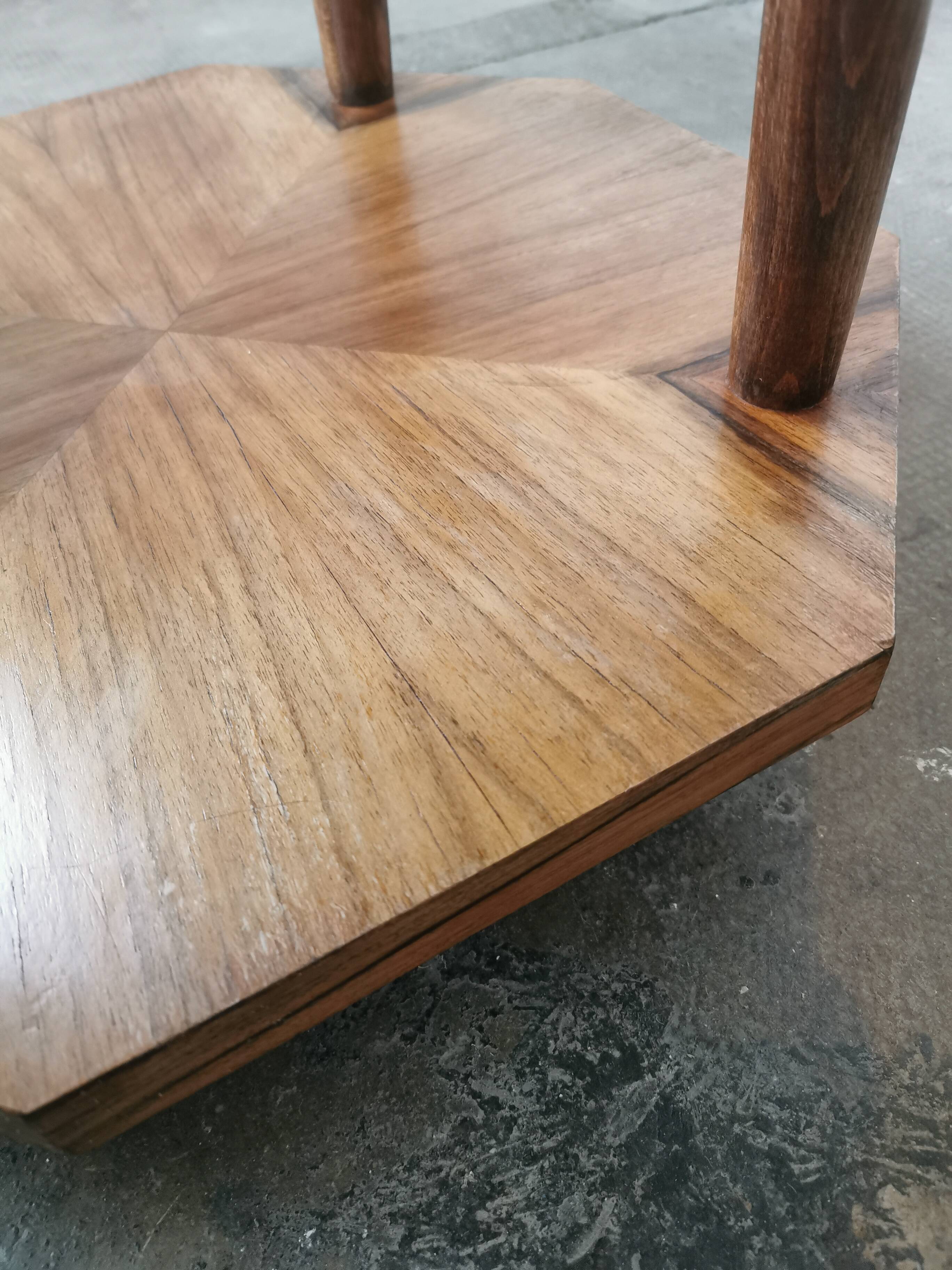 Art deco style serving table in walnut veneer