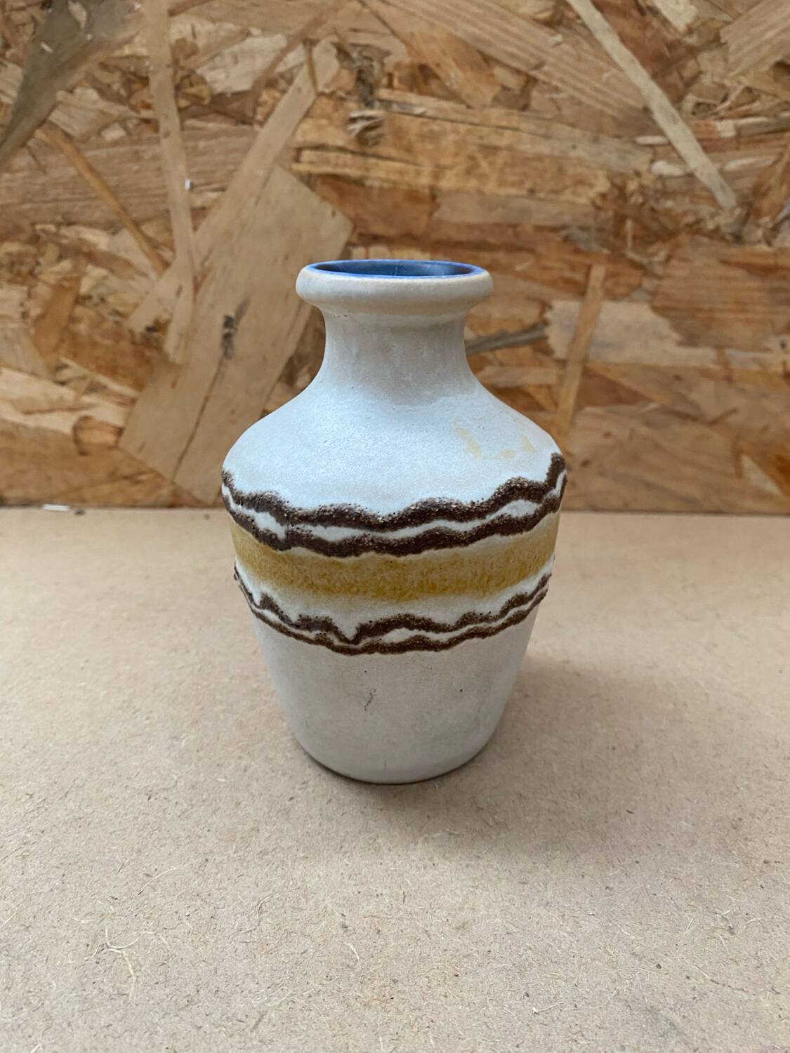 Antique Vintage Beige & Brown Ceramic Vase #B617