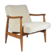 Restored scandinavian armchair "Kedziorek", 1960s, cream Cord, teak