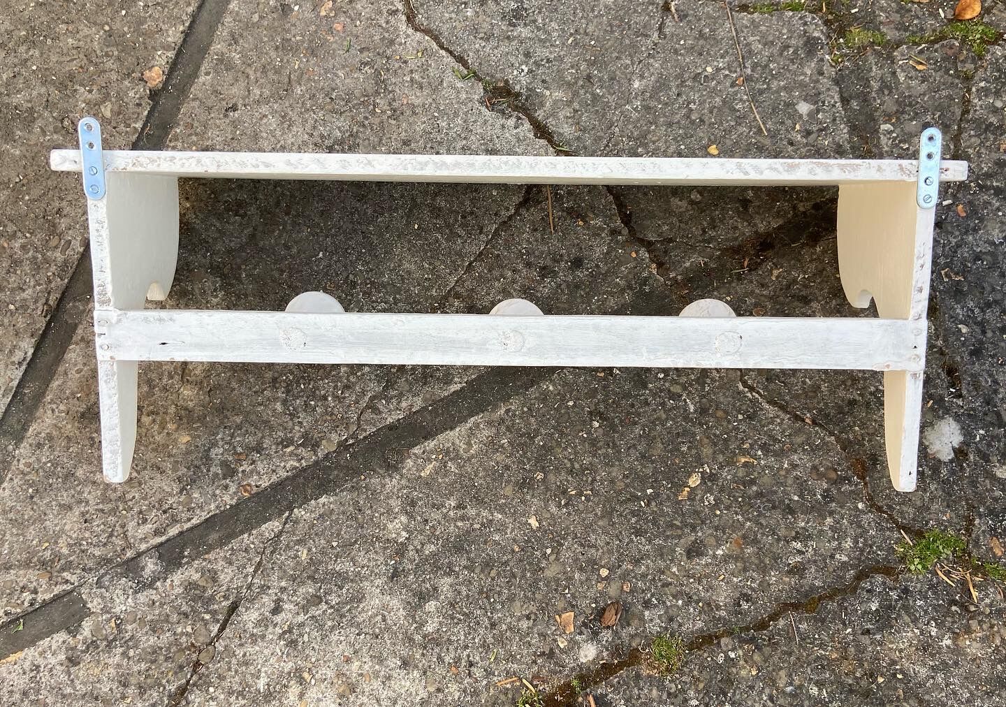 Vintage wall coat rack 3 hooks & shelf