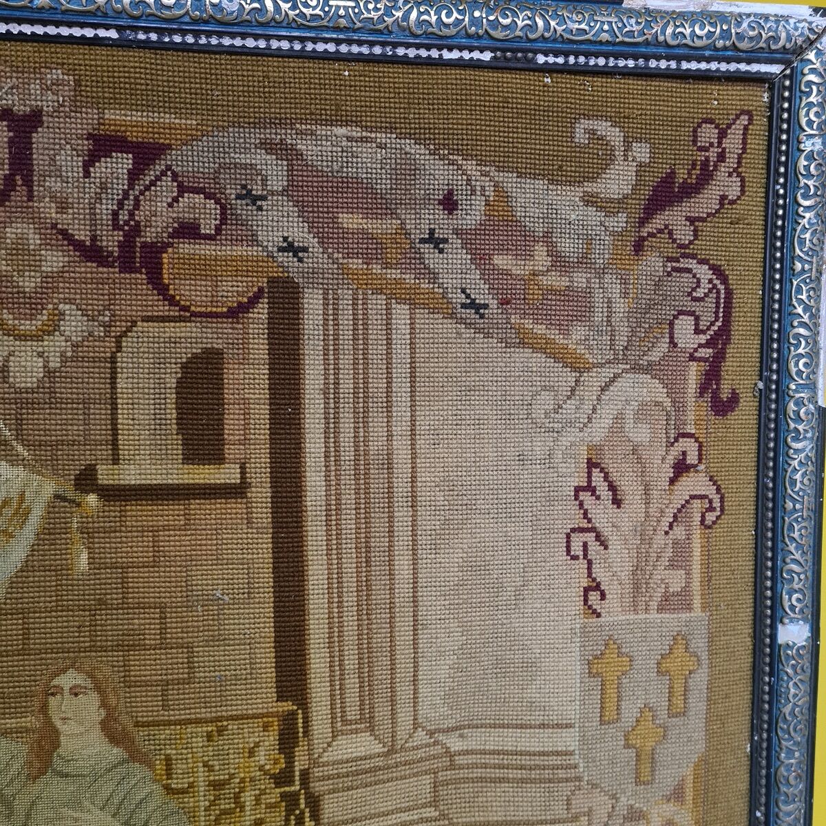 Antique french tapestry joan of arc, early 19th century
