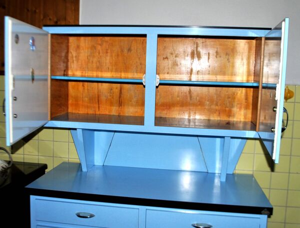 Buffet vintage en Formica bleu clair Atelier Keller Cuisine Rétro 1960