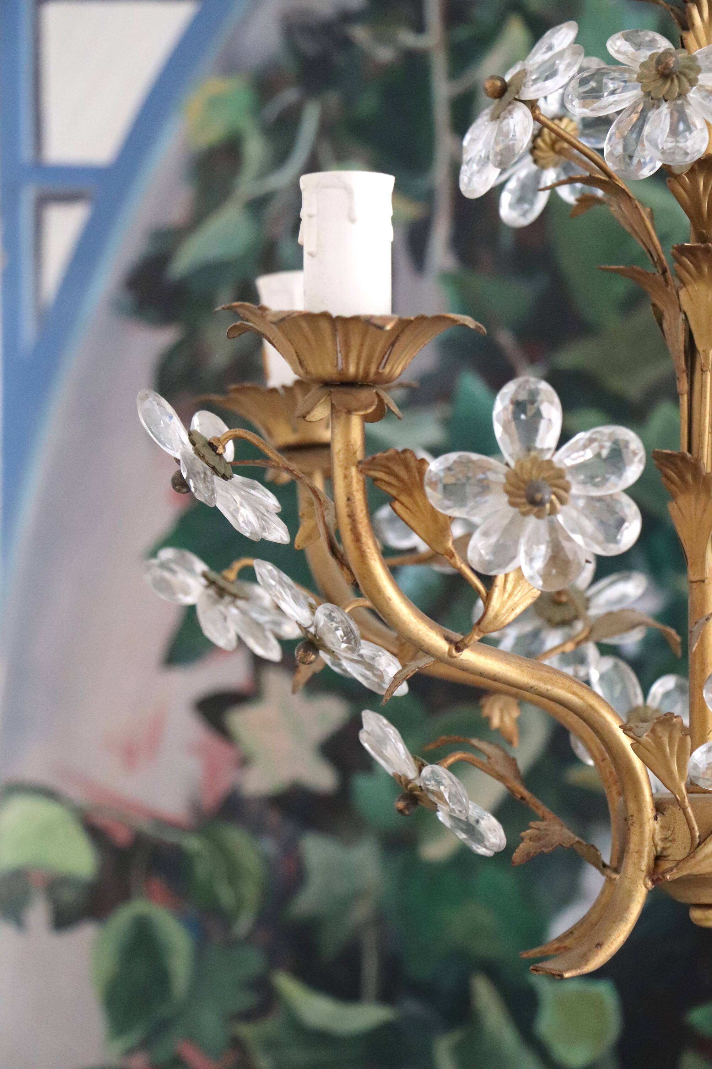 Lustre aux fleurs,  style Florentin XXème