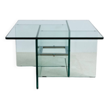 Table basse carrée en verre cristal, Italie années 70