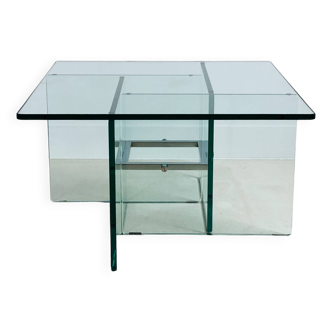 Square crystal glass coffee table, Italy 1970s