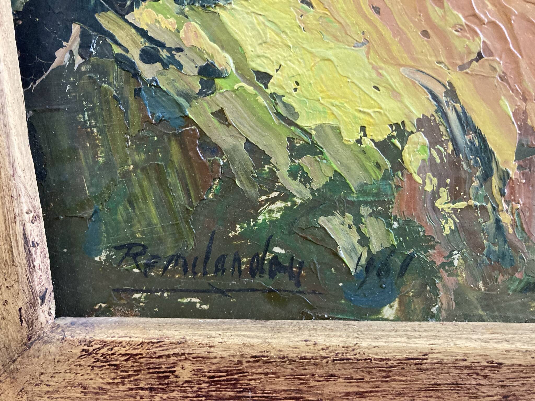 REMILANDOU, HSP landscape fisherman’s cabin Congo signed 20th century