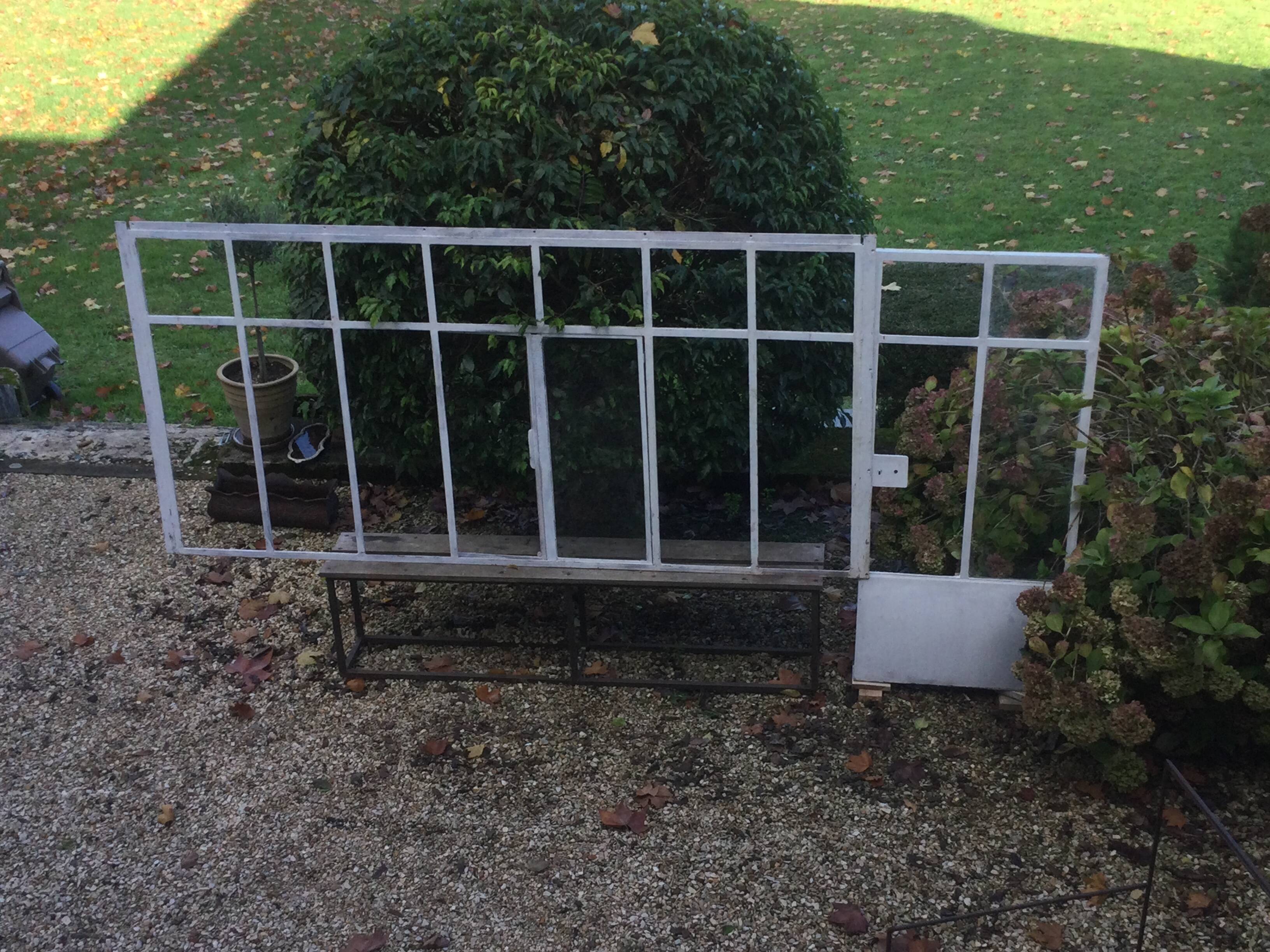 Old glass roof with door and window