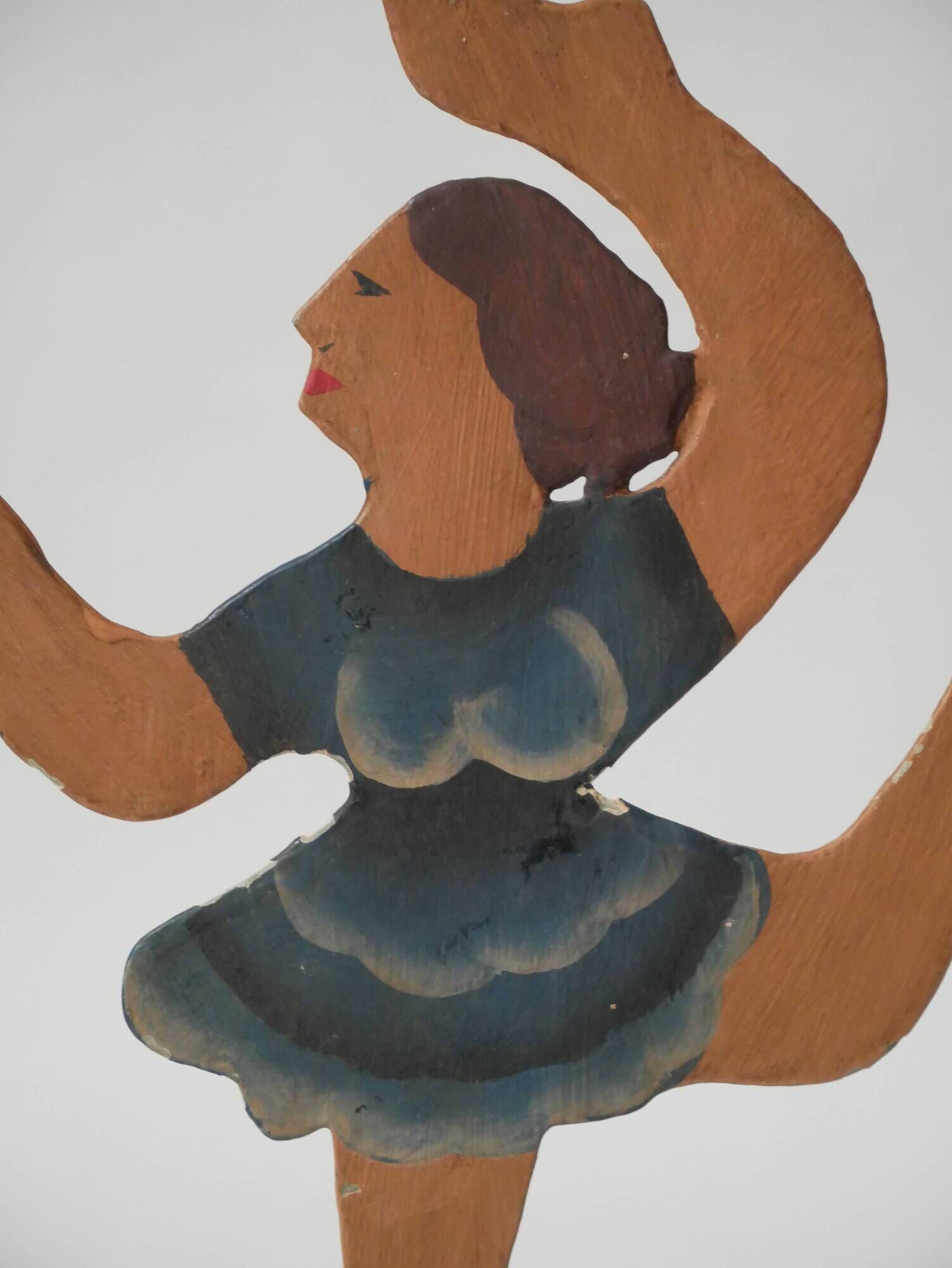 Vintage candelabra candlestick old candle holder in hand-painted metal Netherlands sun dancer