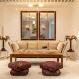 Large pair of 19th century gilded wood mirrors in bamboo and silk style