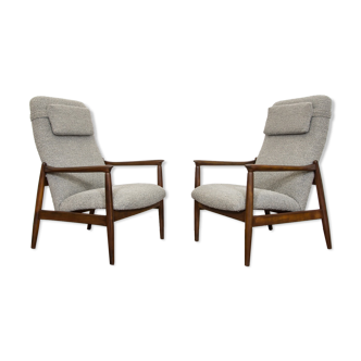 Pair of GFM-64 armchairs in Bouclé by Edmund Homa for GFM, 1960