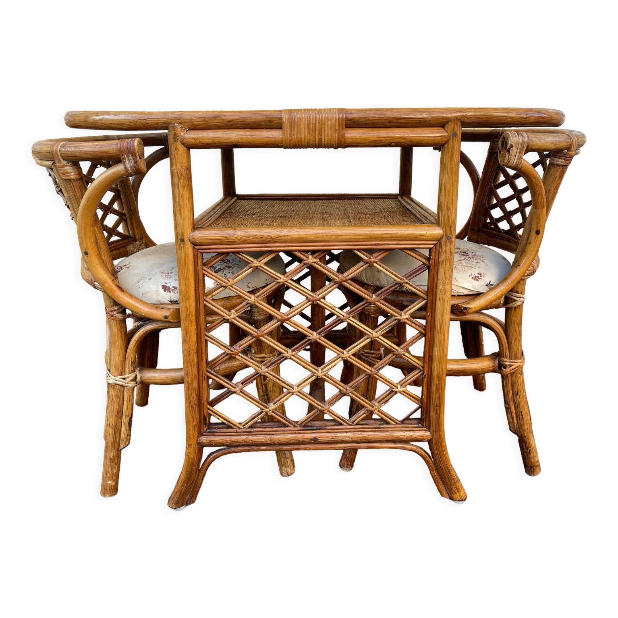 Rattan bamboo table and chairs set