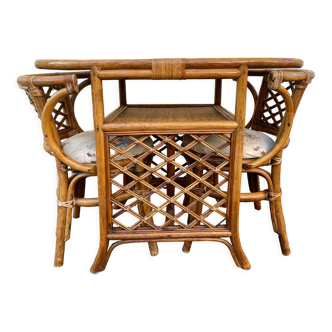 Ensemble table et chaises bambou rotin