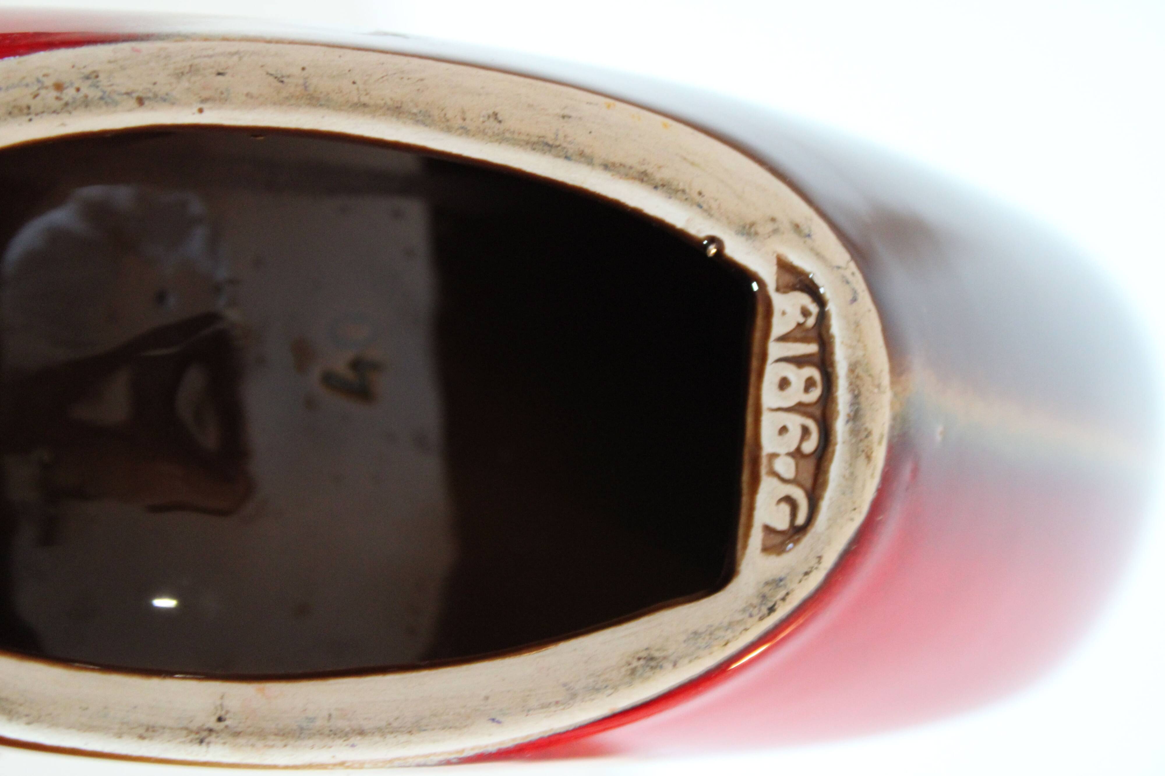 Red candle holder 1960 Saint-Clément vintage