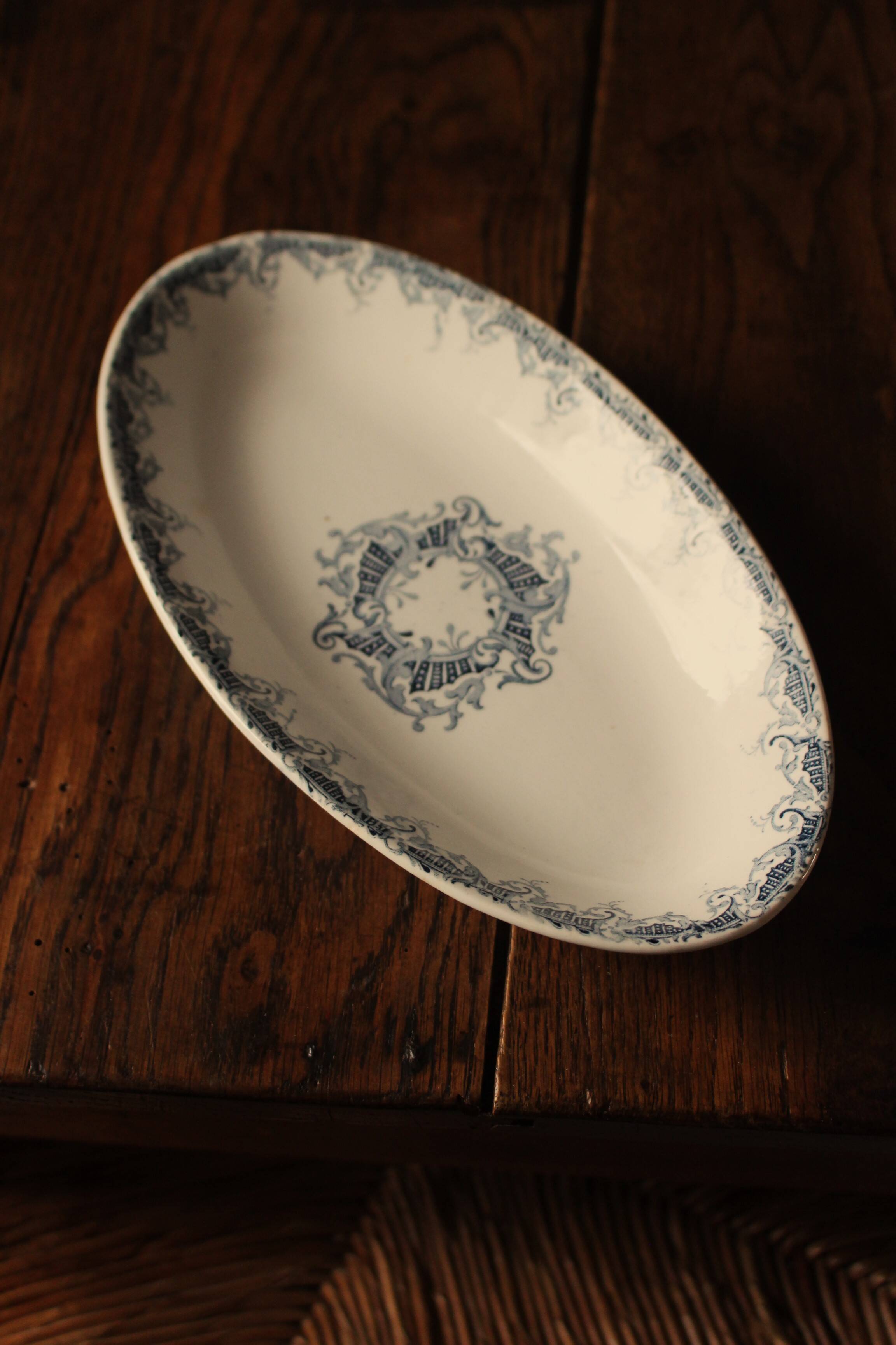 Ravier small oval dish Blue Bordure Lunéville
