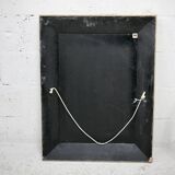 Jean-Claude Mahey mirror. Black lacquered wood and gold metal. 1970