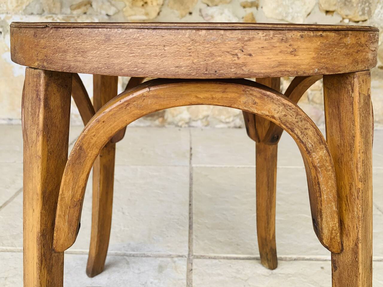 Curved Wood Stool Vintage, Baumann, Circa 1950s/1960s