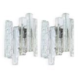 Pairs of large Kalmar-style wall lights in Murano glass, Austria, 1960s.