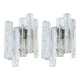 Pairs of large Kalmar-style wall lights in Murano glass, Austria, 1960s.