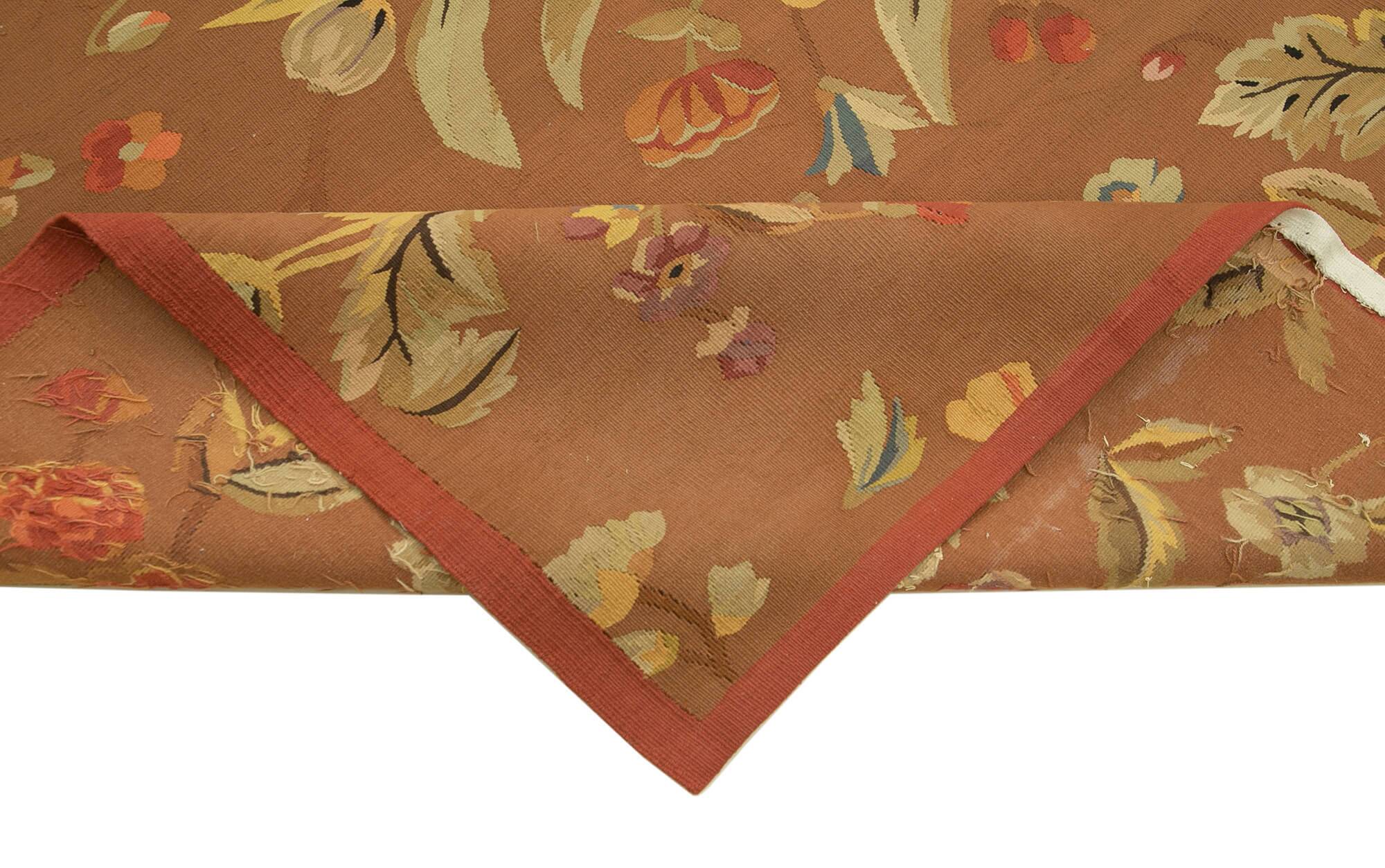 Handmade European Vintage Aubusson Kilim 276 cm x 359 cm