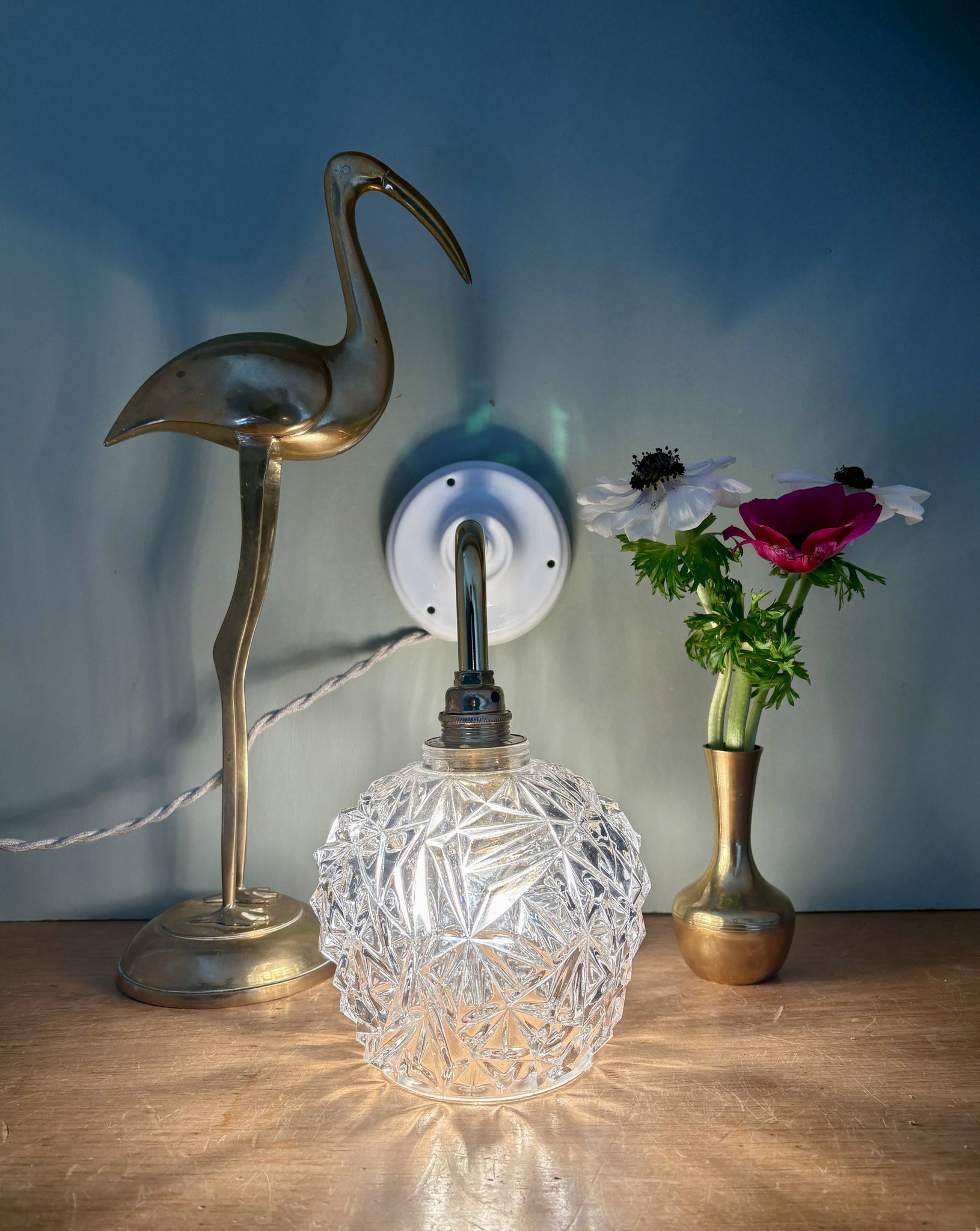 Vintage moulded glass elbow wall light